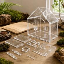Transparentes Acryl Insekten Terrarium Haus, Spinnen Habitat mit magnetischer Frontöffnung, Belüftungslöchern und oberem Futterport für Springspinne, Vogelspinne, Mantis, Skorpion, Schnecke und Baby G - Transparent - Übersicht 7