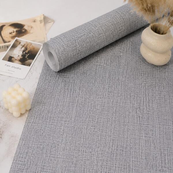 1 Roll Beige Linen Textured Self Adhesive Wallpaper, Waterproof Peel And Stick Contact Paper, Matte Fabric Texture Removable Wall Sticker For Bedroom Living Room Wall Decor, Cabinet Furniture Renovation, Minimalist Home Decor Desktop Stickers