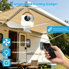 A Portable USB Charging Hanging Fan With Built-In Light,Featuring 4-Speed Wind Adjustment And 3-Level Brightness Regulation, Remote Control And Timing Functions. It Is Suitable For Camping Tents, Dormitories, Bedrooms, Gazebos And Travel. - USB + With Remote Control - View 3