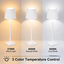 LED現代觸控檯燈，1800mAh可充電鋰電池，三色可調光，適用於各種房間的氛圍裝飾照明，室內外理想的智能照明裝飾 - 彩色 - 查看 4