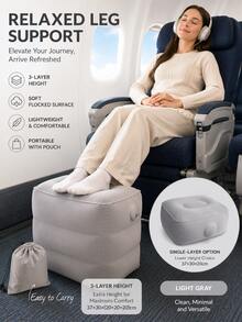1pc Inflatable Travel Footrest Pillow, 3-Layer Foldable Multifunctional Airplane Foot Pillow, Portable Leg Support Cushion, Suitable For Long Flights, Airplane Seats, Cars, Trains, Road Trips, Summer Travel, Vacations, Weekend Trips, Labor Day - Multicolor - View 2