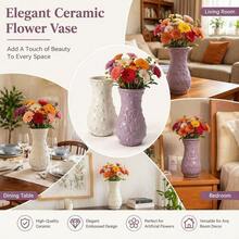 Retro-Style Plastic Rose-Embossed Hydroponic Vase; European-Style Floral Container In A Creamy Aesthetic, Suitable For Living Room Decor. - Multicolor - View 9