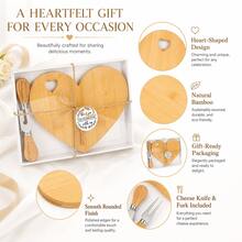 12 Sets Heart Shaped Acacia Wood Cheese Board With Knives, Mini Charcuterie Board Gift Box, Charcuterie Supplies Wooden Tray Bridal Shower Favors, Ideal For Wedding, Birthday, Valentine's Day & Christmas, Perfect Thank You Gifts For Guests. - View 5
