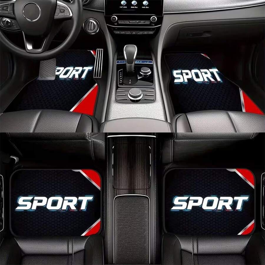4PCS SPROT Cool Car Floor Mats, Suitable For Sedan, Truck, SUV, Ideal Gift Choice. These Floor Mats Are Durable And Ideal Car Floor Mats, Car Interior Accessories - Multicolor - View 1