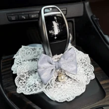 1pc Cute Bowknot Gear Shift Lever Cover, Bowknot Decor Gear Shift Kit, Suitable For Manual/Automatic Cars, Car Interior Decoration Accessories, Car Decoration, Car Supplies, Cute Car Gear Shift Lever Cover - Multicolor - View 6