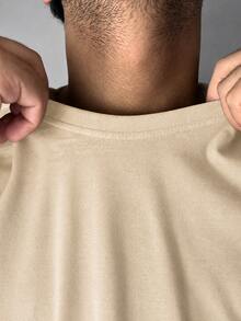 Men Plus Size T-Shirts - 米色 - 查看 2