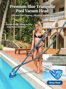 Transparent Weighted Triangular Pool Vacuum Head With Multiple Hard Bristle Brushes, Integrated Suction And Scrubbing For Dead-Angle Cleaning Of Pool Bottom, Edges, Slopes, Mud, Sand And Algae, Corrosion-Resistant Engineering Plastic, Sinks Without Floating, Universal Interface Compatible With Various Telescopic Poles, Cleaning Accessory For Home Yard Pool, Fish Pond And Water Park - Triangular Vacuum Head - View 1