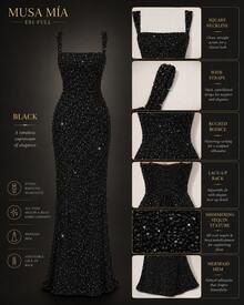 Black Sparkly Sequin Bodycon Maxi Dress - 黑色 - 查看 10