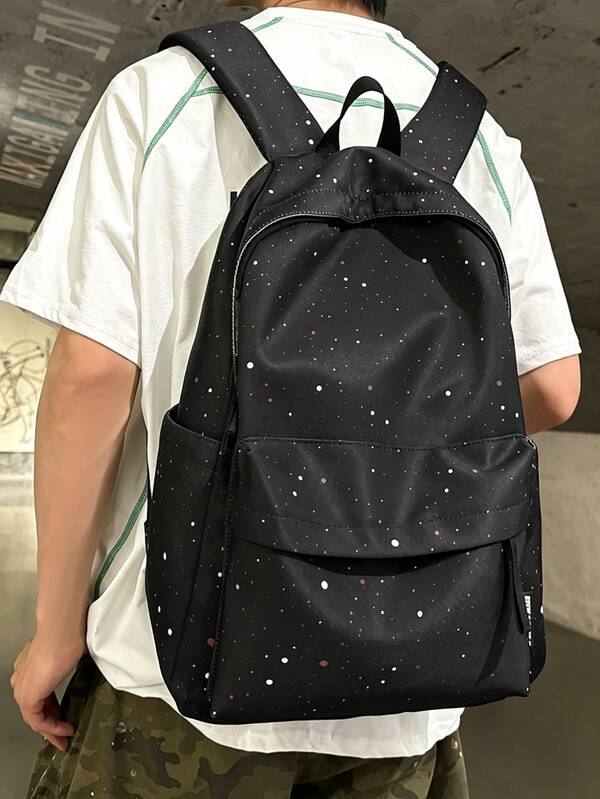 Men's Backpack School Bag Zipper Closure Adjustable Shoulder Straps Polka Dot Fabric Design Laptop Backpack Large Capacity Portable Backpack Suitable For Back To School And Travel Nylon Streamlined Fashion Casual Business Fitness Outdoor Bag Multi-Color Bag Hiking Multi-Function Outdoor Fashion Casual Suitable For Middle School High School College Students Backpack Men's Dad Gift Boyfriend Gift Vacation Peach Tree