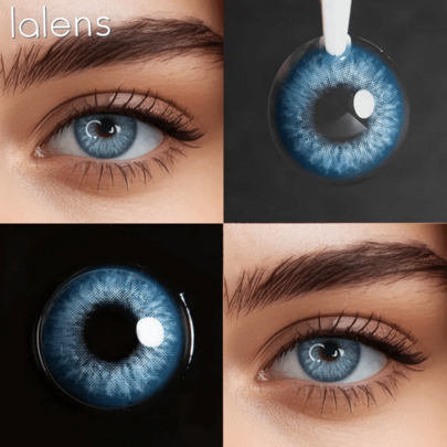 Lalens Marsala Blue One Pair Wholesale Cosmetic Contacts Annual Wear DIA 14.50MM BC 8.6MM Eye Enlarging Brightening Effect Seamless Pupil Blending Natural Fit Halal Friendly Gradient Shade Natural Blending Tint Suitable For All Skin Tones