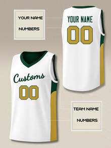 Personalized Men Basketball Tank Top Custom Team Name Numbers Yellow Blue Retro Sporty Casual College Uniform Kit Hip Hop Streetwear Wear - White - View 2