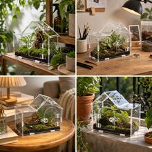 Transparentes Acryl Insekten Terrarium Haus, Spinnen Habitat mit magnetischer Frontöffnung, Belüftungslöchern und oberem Futterport für Springspinne, Vogelspinne, Mantis, Skorpion, Schnecke und Baby G - Transparent - Übersicht 6