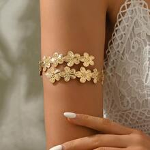 1pc Elegant Creative Versatile Niche Design Exquisite Flower Arm Cuff Suitable For Daily Wear For Women - Gold - View 1