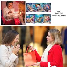 6pcs Diamond Painting Greeting Card Set, Butterfly, Seashell, House, Flower Patterns, Paper Material With Partial Mosaic Craft, Holiday Greetings For Friends And Family, Banquet Handwritten Blessing Cards, Anniversary Message Cards - 6Pcs - View 7