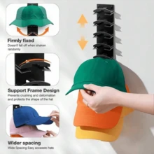 2/1pc Baseball Cap Hat Organizer, Wall Hanging Hat Rack With Strong Adhesive, Can Hang Up To 20 Hats, Door Wardrobe Hat Rack Display Rack, Hat Storage Multi-Layer Storage Rack, Two Installation Options - View 5