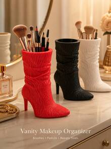 High Heel Boot Shaped Storage Box, 3D Printed Cute Toothbrush Holder, Makeup Brush Holder, Unique Stationery Organizer, INS Style Desk Decor, Fun Pen Holder - Multicolor - View 1