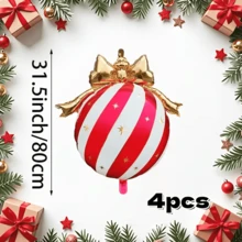 4pcs Christmas Bow Aluminum Foil Hanging Ball Set, Red, Green, Gold, Multicolor Optional, Festive Color Scheme, Suitable For New Year, Christmas Home Decor, Yard Decor, Party Decor, Holiday Decor - 4-pack Bow Hanging Ornaments - View 13