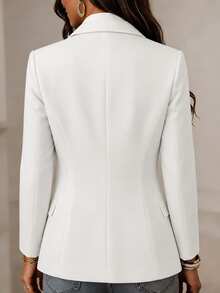 Blazer Kasual Ringan Warna Polos Ukuran Besar Warna Putih - Putih - View 4