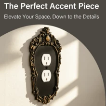 2pcs Combination Switch Plate Storage, Black With Gold Carved Plastic Switch Socket Panel, Includes Screws, Suitable For Whole House Home Decor Wall Switch Unified Beautification And Storage - Multicolor - View 5