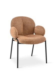 Goeurvant Modern Cloud-Style Wool-Linen Upholstered Dining Chairs With Rounded Arms And Wide-Back Support For Dining Room, Living Room, Office - Set Of 2 / Set Of 4 / Set Of 6-Brown Chenillie - 棕色 - 查看 8