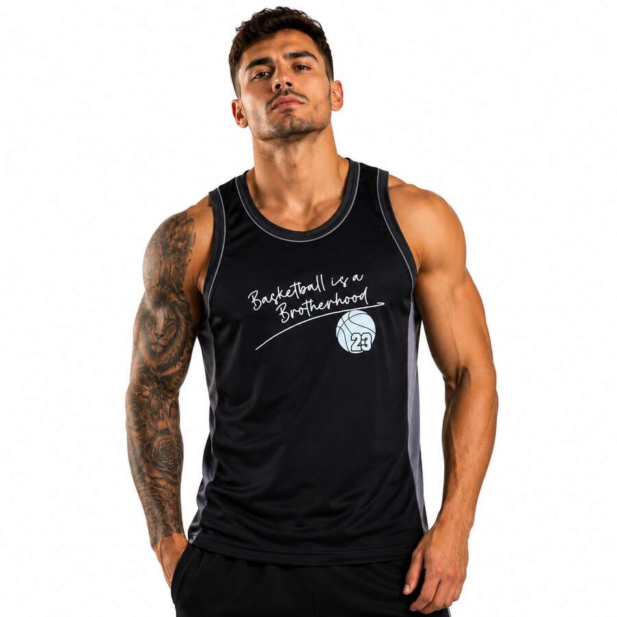 Men's Sports Tank Top For Sports Activities And Casual Use - Black and Gray - View 1
