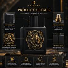 Lattafa RAYHAAN LION Eau De Parfum da uomo 100ML Fragranza di lusso legnosa e ambrata di lunga durata Profumo arabo premium Regalo per uomo - Legnoso & Terroso - Visualizzare 2