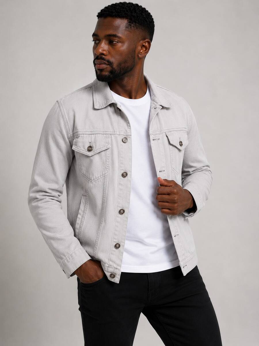 Men Jackets And Coats - Gris Claro - Ver 1