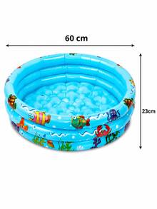 Piscina Inflável 60 Cm 3 Gomos 36 Litros Infantil 3 Anéis Vinil Criança Bebê Praia Quintal - Azul - Visão 3
