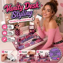 Vanity Surface Sticker With Smoothing Card, Desktop Sticker Label For Makeup Desk And Office Use, Cute Table Decorative Sticker Sheet, 14 * 21 Cm Beauty Desk Styling Sticker - 1 - View 8