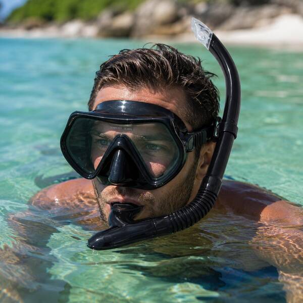 Kit Máscara de Mergulho com Respirador Snorkel Vidro Temperado para Praia Piscina e Lazer Aquático