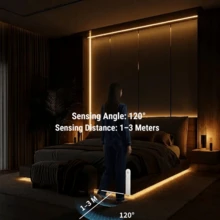 Motion Sensor LED Strip Light, 16.4FT Battery Operated PIR Infrared Motion Night Light For Wardrobes, Cabinets, Bedside & Stairs, Auto On/Off Hands-Free Lighting With Adjustable Timer (Batteries Not Included) - Motion Sensor Light Strip - View 4