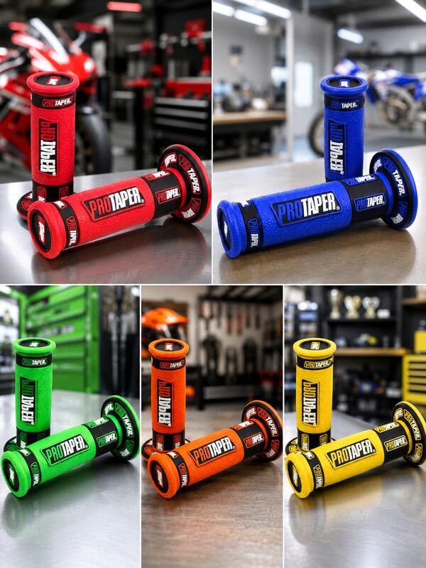 Motorrad Lenkergriffe Universal Passform, rutschfeste Handgriffe mit Lenkerenden, Aufschubgriffe für Dirt Bike Pit Bike ATV 4-Radler Roller Quad Go Kart Motocross Enduro Cruiser Street Bike Moped Sportbike, 1 Paar rutschfeste Gasgriff Set