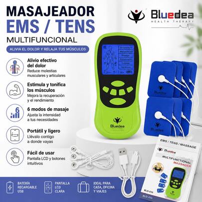 Masajeador EMS/TENS de alimentación por batería multifuncional, con pantalla LCD, 6 modos de masaje y niveles de intensidad, estimulador eléctrico muscular portátil, para aliviar el dolor de la espalda, el cuello, los hombros, los brazos y las piernas, adecuado para atletas, personas de oficina y adultos.