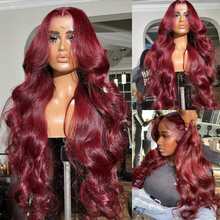 Uveous 99j Burgundy 13x4 Lace Front Wigs Human Hair 30 Inch Body Wave Lace Front Wigs Pre Plucked With Baby Hair 200 Density Body Wave Lace Front Wig For Women - S99J - 查看 8
