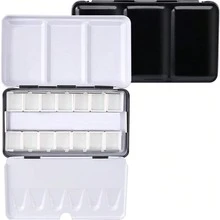 14-Grid Color Travel Metal Watercolor Palette Tin Box, Foldable Mixing Tray With Half-Bowl Slots, Portable Artist Painting Accessories - A - View 6