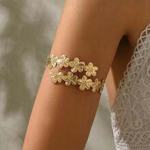 1pc Elegant Creative Versatile Niche Design Exquisite Flower Arm Cuff Suitable For Daily Wear For Women - Gold - View 3