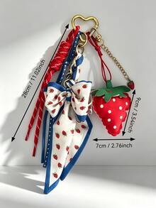 1pc Cute Leather Strawberry Keychain Bag Charm, Keyring Pendant For Women's Shoulder Bag, Tote Bag Charm, Keychain Pendant - Multicolor - View 4
