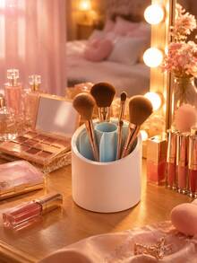 360° Rotating Makeup Brush Holder With Dust-Proof Transparent Lid, 7-Compartment Large Capacity Cosmetic Storage Box, Detachable And Easy To Clean, Suitable For Bathroom, Bedroom, Desktop, Vanity,Bedroom Room Decor,Back To School - Multicolor - View 4