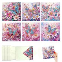 6pcs Diamond Painting Greeting Card Set, Butterfly, Seashell, House, Flower Patterns, Paper Material With Partial Mosaic Craft, Holiday Greetings For Friends And Family, Banquet Handwritten Blessing Cards, Anniversary Message Cards - 6Pcs - View 17