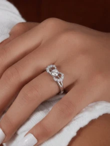 925 Sterling Silver Cubic Zirconia Dynamic Ring, Romantic Gift For Her - Multicolor - View 7