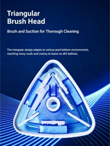 Transparent Weighted Triangular Pool Vacuum Head With Multiple Hard Bristle Brushes, Integrated Suction And Scrubbing For Dead-Angle Cleaning Of Pool Bottom, Edges, Slopes, Mud, Sand And Algae, Corrosion-Resistant Engineering Plastic, Sinks Without Floating, Universal Interface Compatible With Various Telescopic Poles, Cleaning Accessory For Home Yard Pool, Fish Pond And Water Park - Triangular Vacuum Head - View 7