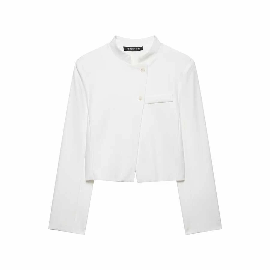 Seelio Spring/Summer New Women's European & American Style Fashion Minimalist Versatile Short Blazer Jacket - White - View 1