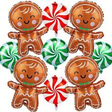9pcs Christmas Theme Party Decoration Windmill Ball Aluminum Foil Balloons Gingerbread Man Cartoon Balloons - View 4