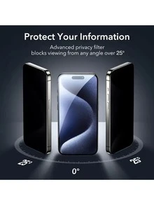 CASECOPS 3片裝磨砂防窺螢幕保護貼，適用於 iPhone 17/17 Air/17 Pro/17 Pro Max/16/16 Plus/16 Pro/16 Pro Max/15/15 Plus/15 Pro/15 Pro Max/14/13/12/11/Xs Max/Xr，相容手機殼，生日禮物，適合家人與朋友的防窺螢幕保護貼 - 3件 - 查看 2