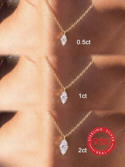1 Fashionable 925 Sterling Silver Vertical Horse Eye Necklace, Suitable For Women's Daily Wear And Accessory Matching