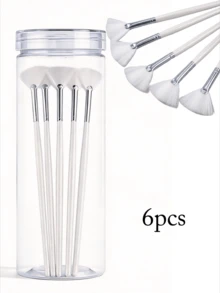JINSHEE Professional Skincare Brushes, 20pcs Multi-Function Mini Fan-Shaped Mask Brushes With Storage Bucket, Suitable For Mask/SPA/Essence, Gentle Exfoliating SPA Brush, Suitable For Home And Beauty Salon Skincare, Reusable Beauty Tool - White - View 9
