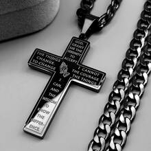 Jesus Cross Praying Hand Stainless Steel Pendant Necklace For Women Men Gold Color Christian Serenity Prayer Chain Jewelry Gift - Cross Necklace - View 5