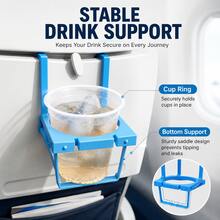 1件裝 2合1可折疊手機支架與飲料托盤配件，相容大多數飛機座椅托盤，適用手機/易開罐/杯子，旅行、學校與廚房必備配件禮物首選 - 彩色 - 查看 3