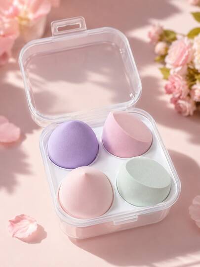 4pcs Makeup Sponge Blender Set, Ultra Soft, Bouncy, Dry & Wet Multi-Color Sponges, Professional Makeup Tool For All Skin Types,Makeup,Cheap,Room Decor,Vanity,Travel,Bedroom,Makeup Accessories,Puff,Makeup Blender,Powder Puff,Makeup Sponge,Cheap