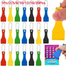 1Pc/2/5/8/10/12/16/20Pcs Plastic Lottery Scratch Card Keychain, Scratch Card Scraper With Chain, Multi-Color Scratching Tool For Lottery, Games And Competitions, Random Color Distribution - Multicolor - View 3